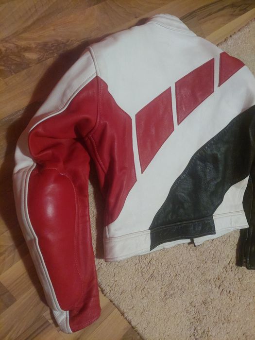 Geaca moto Hein Gericke,piele naturala- rosu,alb,negru ,54