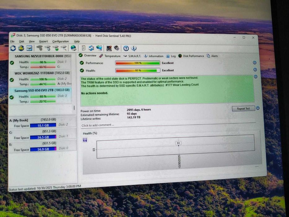 vand ssd samsung evo 850 2tb sata3 2.5" bulk sh 1600+ zile 91% viata