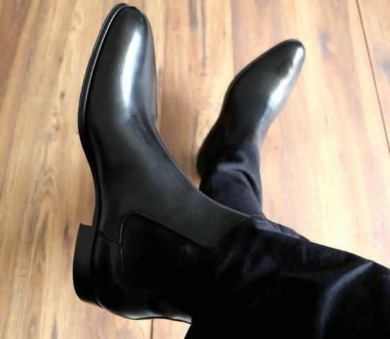 Ghete chelsea plain toe 43 43.5  ZARA NOI piele naturala moale negru