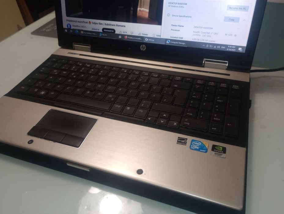 HP EliteBook 8540w, Intel i7,video dedicat+Caddy HDD cadou