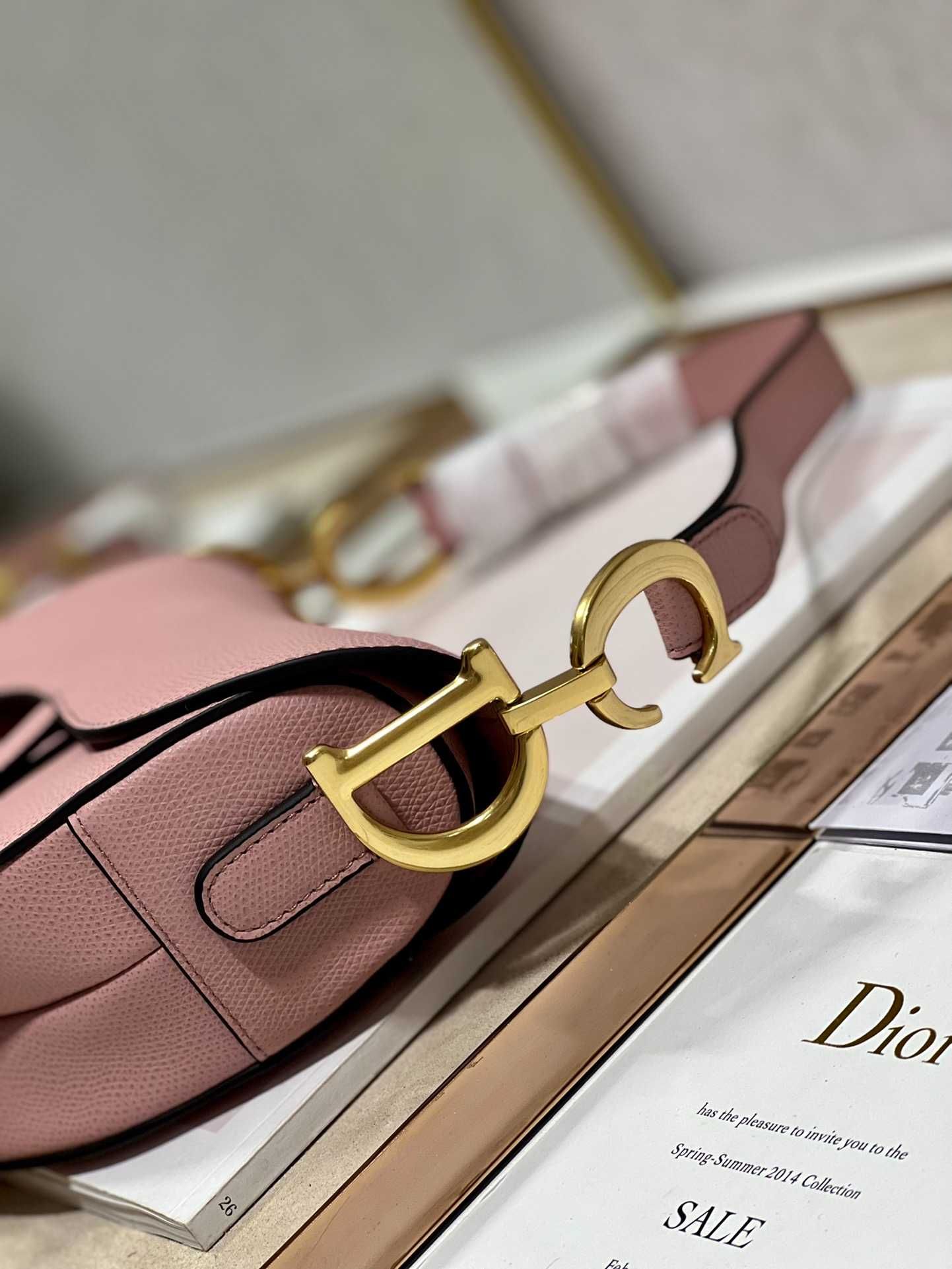 Geanta Christian Dior Saddle Pink Smooth 25.5×20×6.5cm, Premium