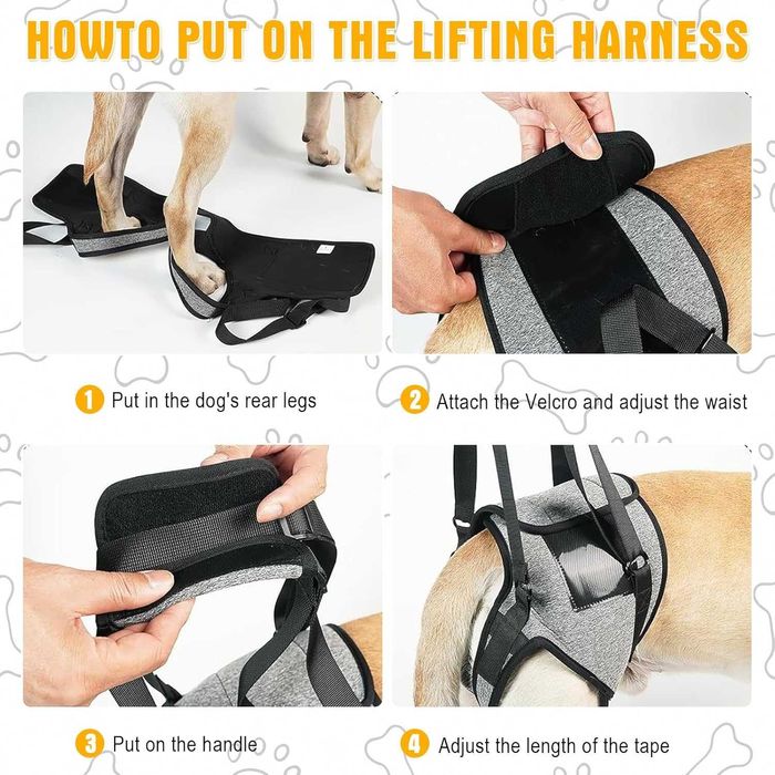 Регулируем колан за повдигане на кучета за задни крака, сив, XL