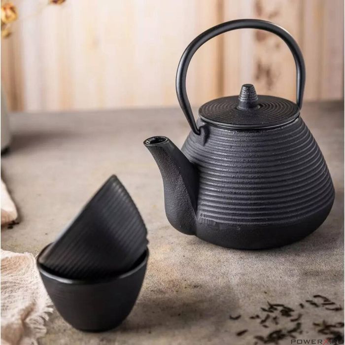 Ceainic din fonta cu filtru si doua cani, 1L, KingHoff