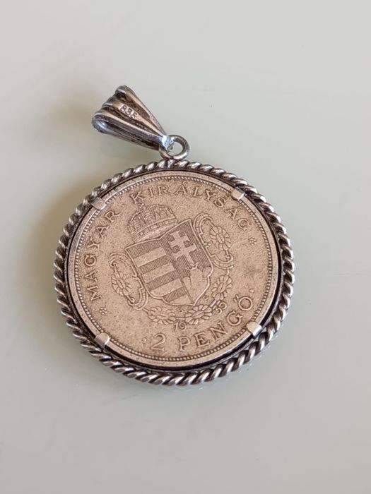 Moneda Veche Medalion + Lanț Argint