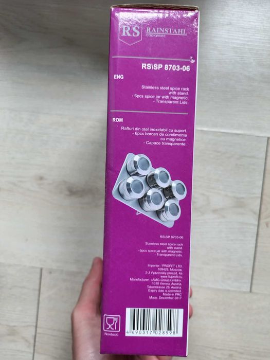 Recipient Condimente 6 Pieces Magnetic Herb Spice Rack Tin Jar Holder