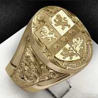 Златен официален мъжки пръстен . Изработен от медицинско злато