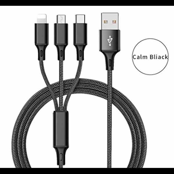 3в1 Кабел за зареждане и данни USB към Apple Lightning/Type-C/MicroUSB