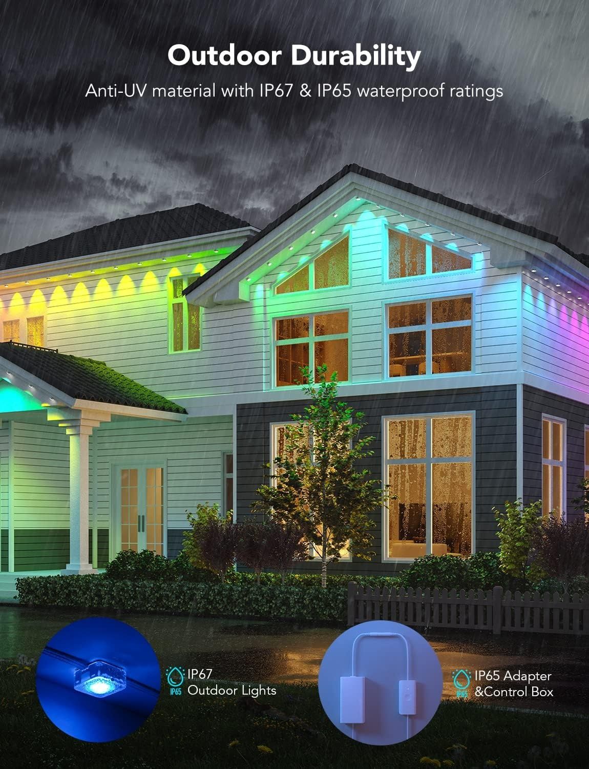 Govee Outdoor String Lights 45 метра RGBIC смарт външни лед светлини
