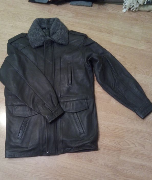 мъжка кожена шуба ( полушуба ) военна