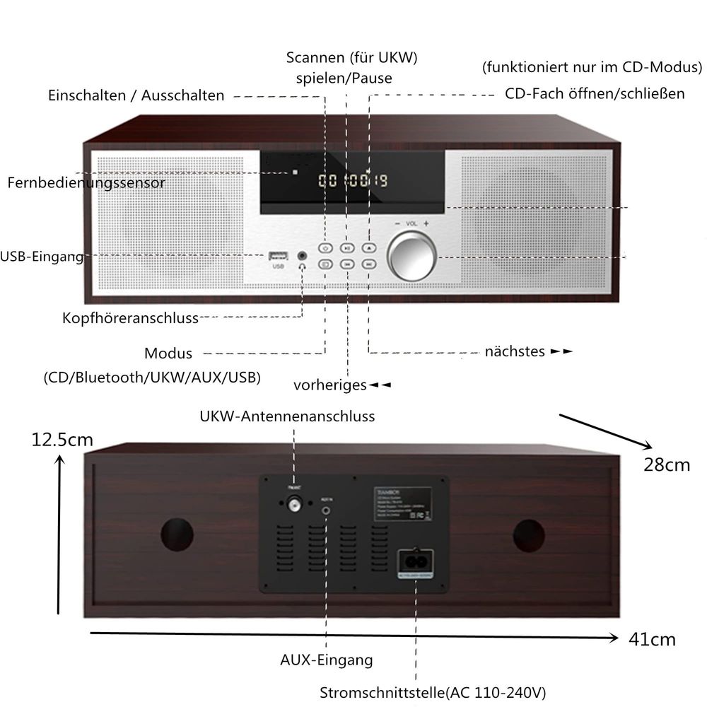 Винтидж домашна Hi-Fi Стерео система HANLIM HL-816 40W Bluetooth/CD/FM