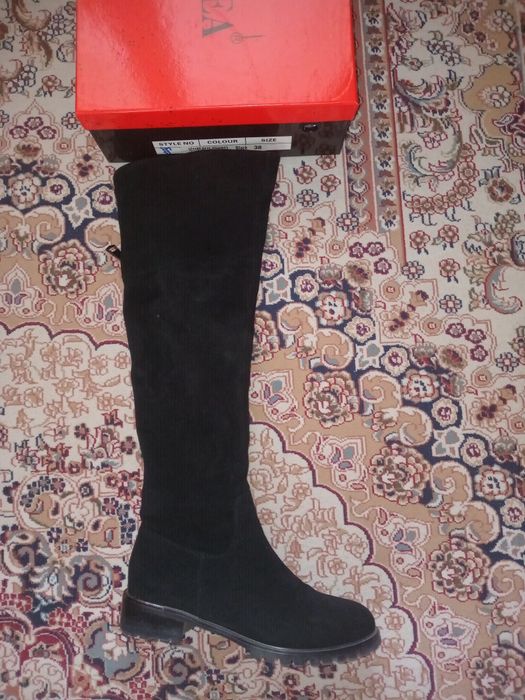 Продам сапоги-ботфорты замша