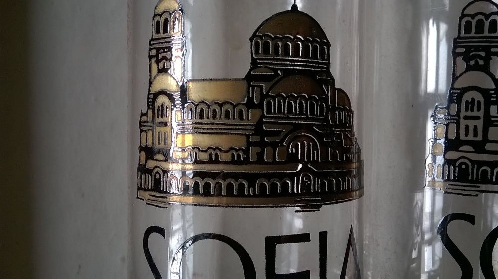 чаши стъклени антикварна рядкост 6 бр Пепси Pepsi и София Sofia