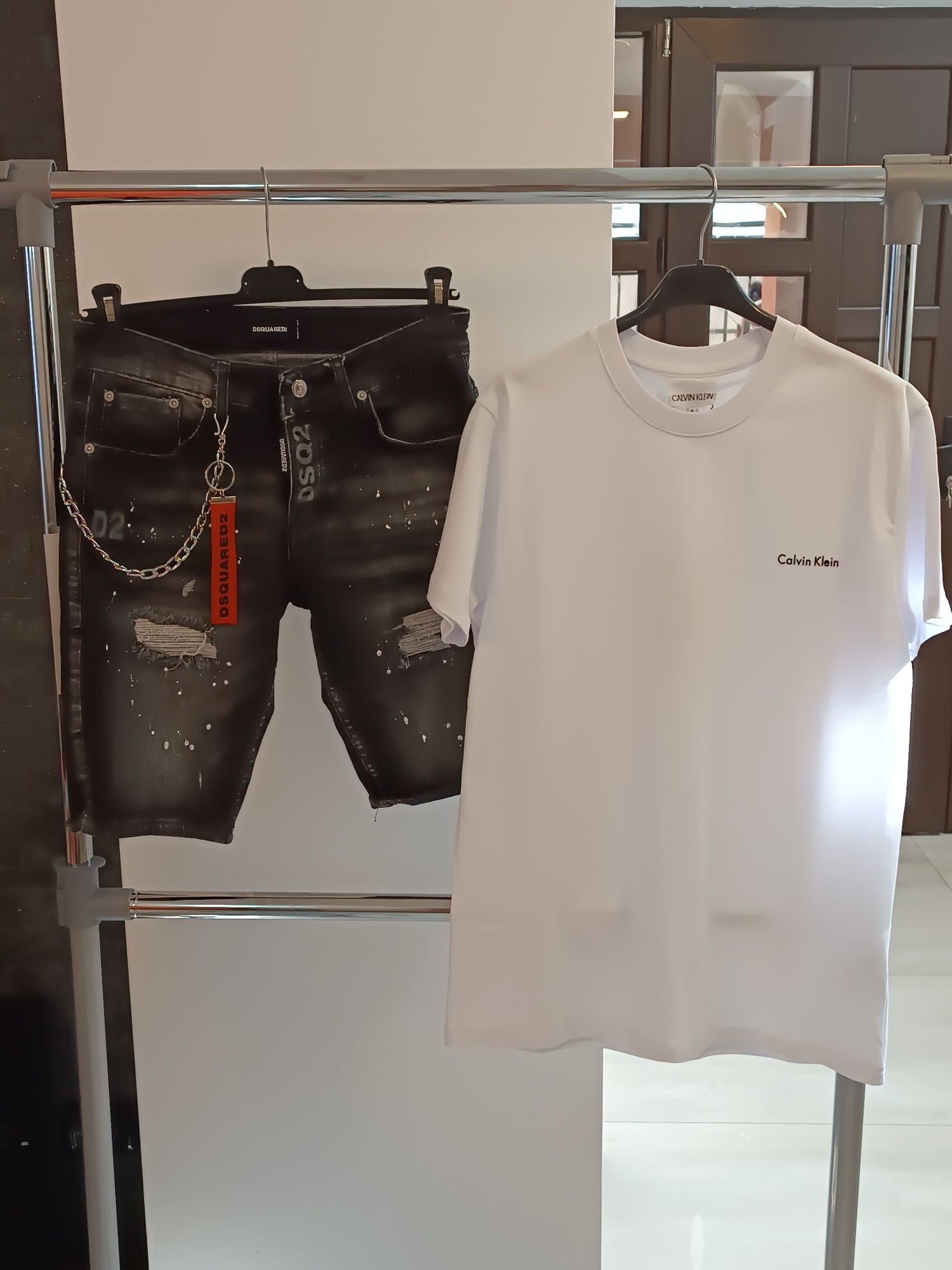 Compleu bărbați tricou și pantalon scurt de blugi Disquared