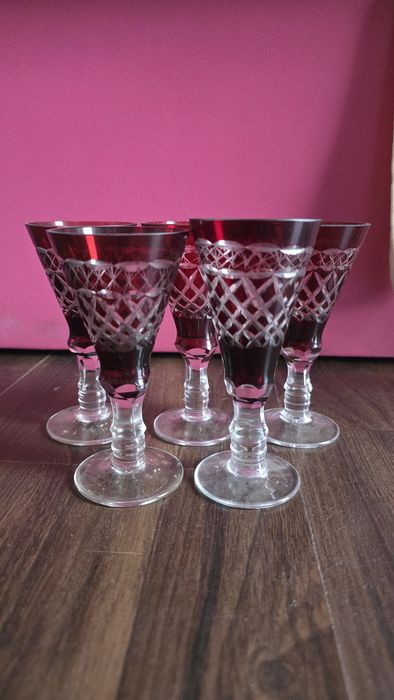 Set pahare cristal rubin