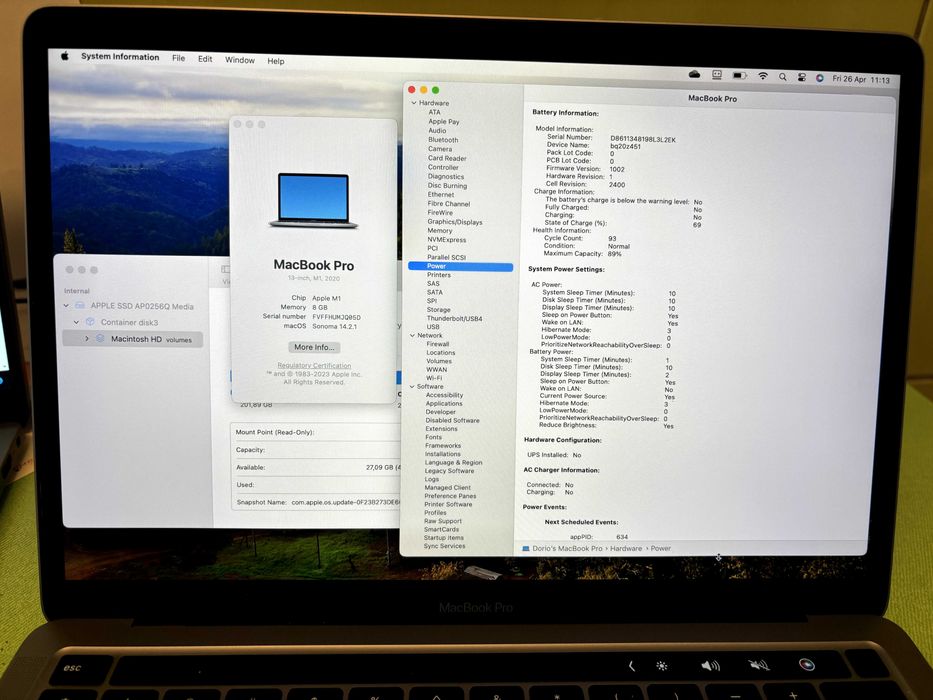 Macbook pro M1 8Gb 256SSD
