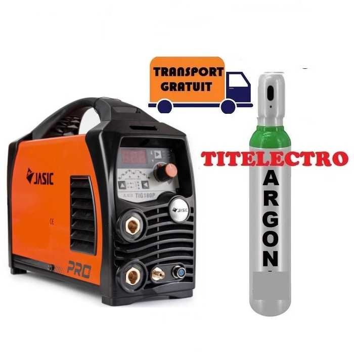 Aparat sudura fier inox TIG 180P Pulsat JASIC + Butelie argon 8 litri