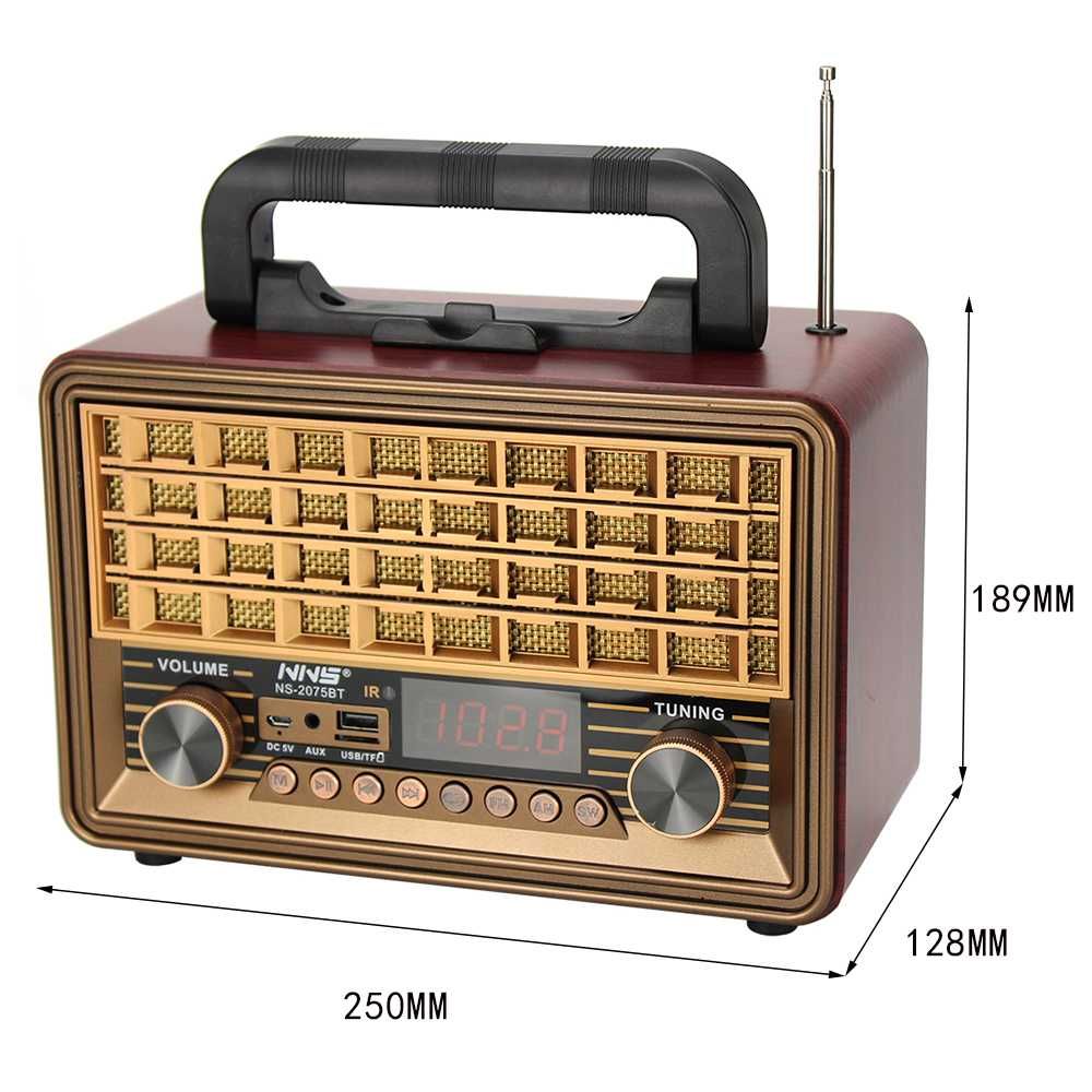 RADIO FM NS-2075BT, Ретро радио с AUX BT