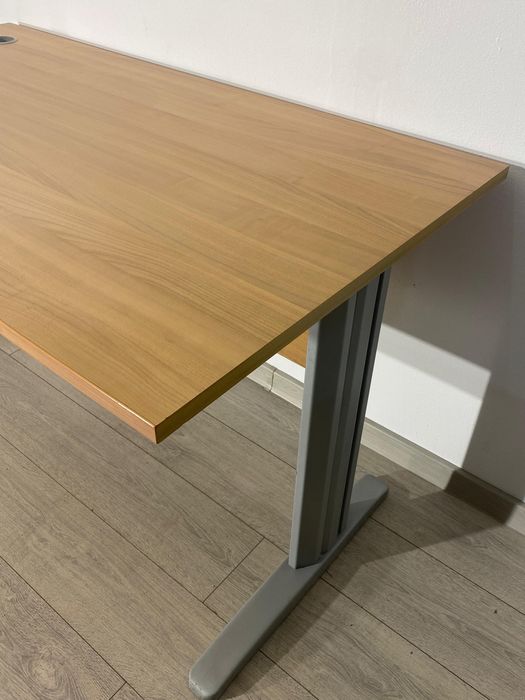 8 Buc. Birou Solid, de Colț, Cadru Metalic Gri, Demontabil; Masă Lucru