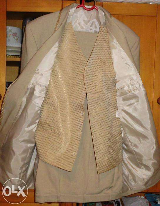 Costum Ginere 3 piese crem Auriu