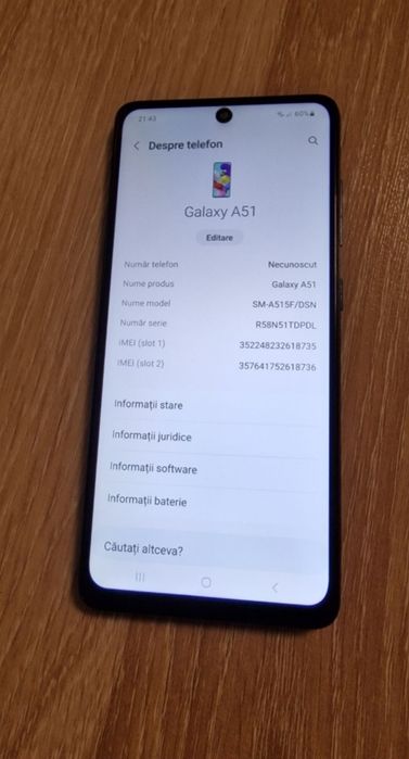 ‼️Telefon Samsung Galaxy A51 128Gb/ 6 Ram 5G Nou ‼️