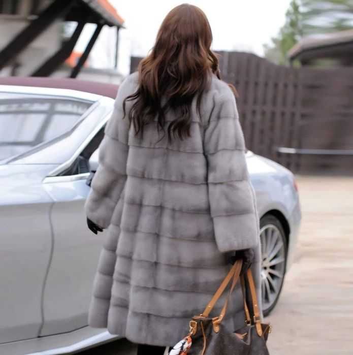 Haină blană nurcă , Naturala, culoare safir 4in1