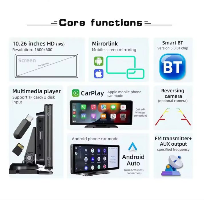 Navigație universală CARPLAY / ANDROID Auto cu cameră de marsarier.
