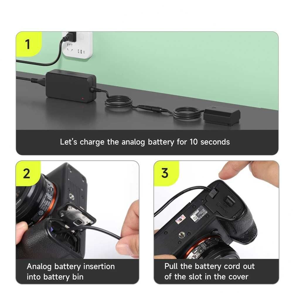Alimentator AC NP-FZ100 Sony A7R5 A71II A7RIII A7S3 A7IV FX30 ZV-E1