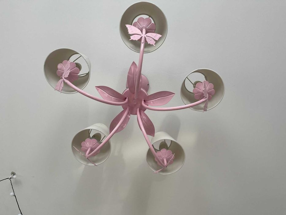 Candelabru Decoland Butterfly 55597, 5x60W, E14, Roz
