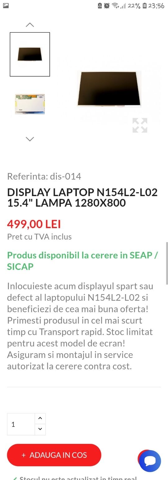 Display laptop N154L2-L02 15.4"