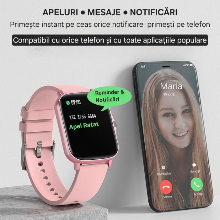 Ceas Smart Premium: apeluri, mesaje, notificări, SOS. Toate funcțiile
