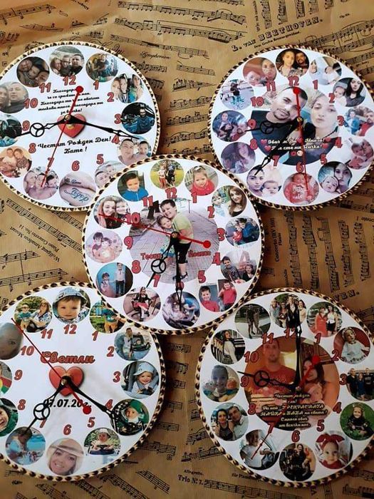 Часовници с колаж на ваши стимки и надпис по желание