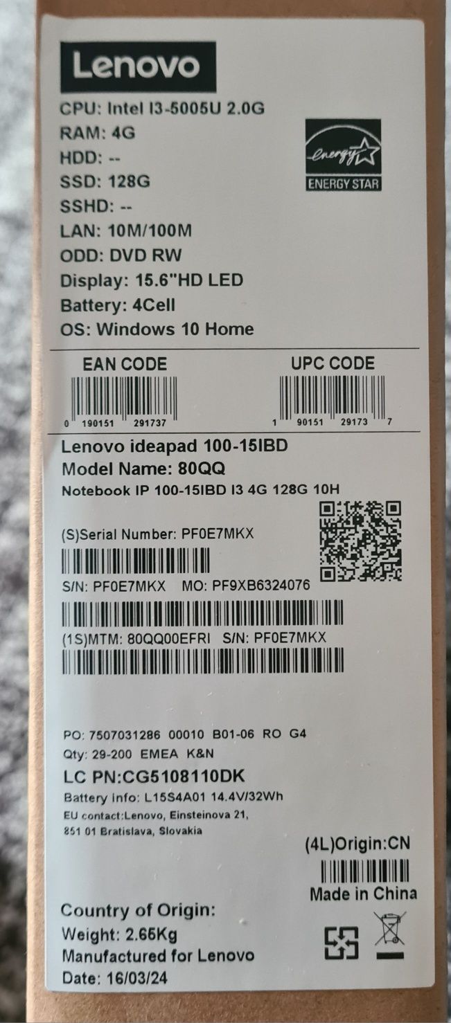 Lenovo ideea pad 100-151bd
Model IdeaPad 100-15IBD
Model IdeaPad 100-1