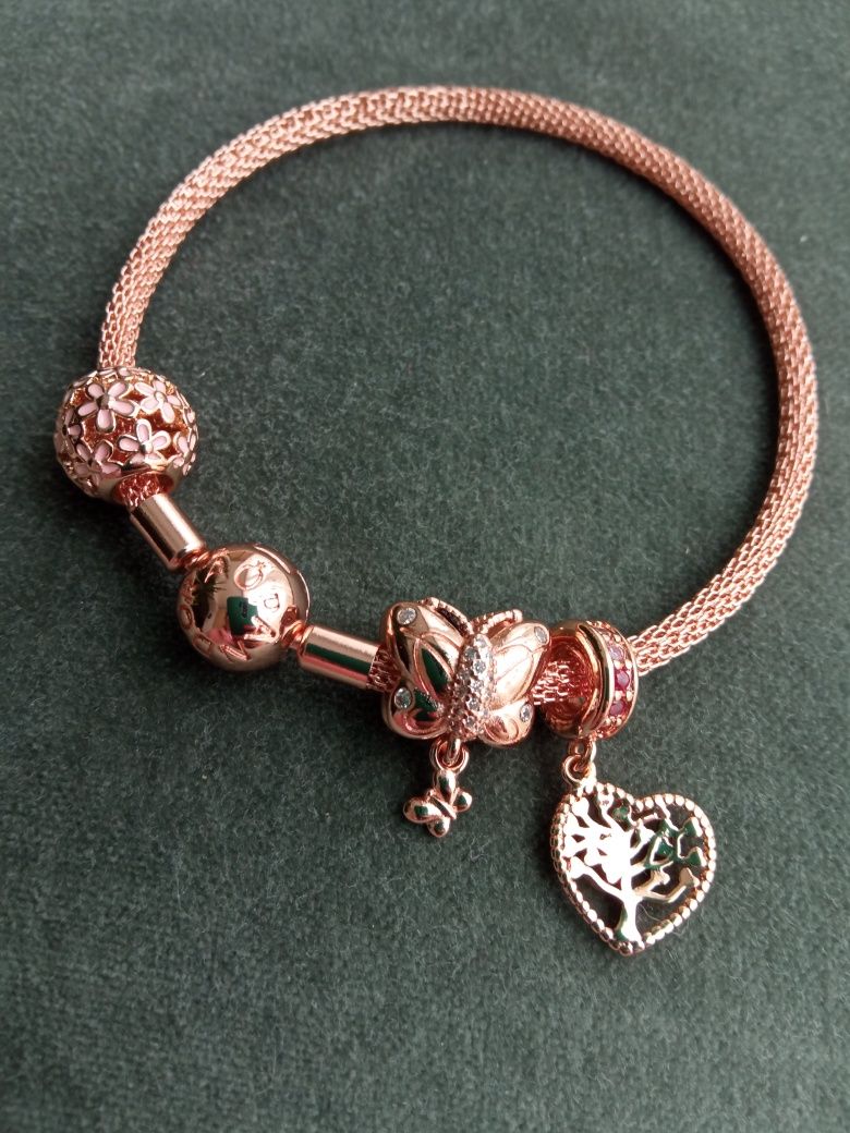 Set Pandora,argint 925,placat cu aur rose