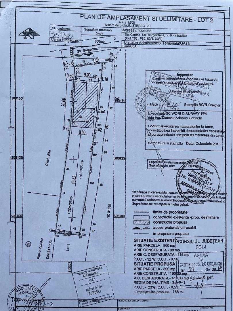 Teren Carcea cu toate utilitatile si proiect casa