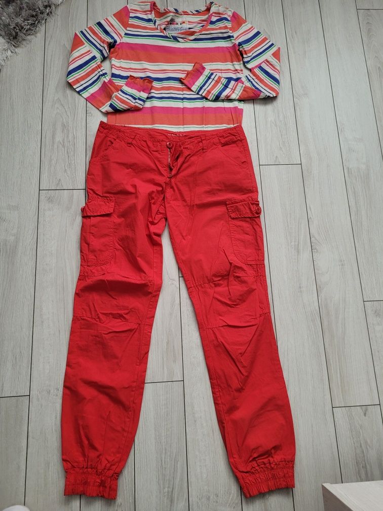 Pantaloni rosi cu buzunare+o bluza marime S