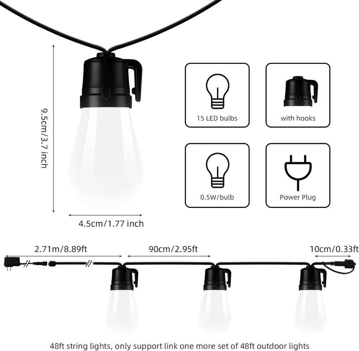 Интелигентни Smart RGB външни светлини ASAHOM, 15 m водоустойчиви