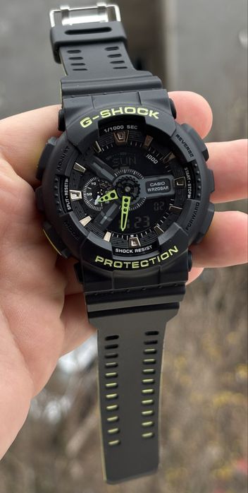 Ceas G-Shock barbatesc sport GA110, Negru-Verde, cutie metalica