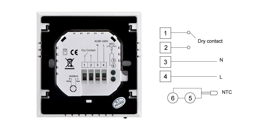 Termostat wireless wi-fi pt centrala (programabil,incastrat) ALB/NEGRU