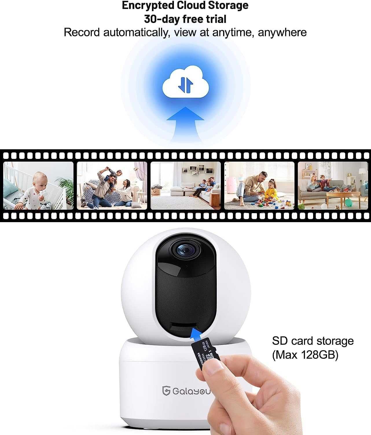 НОВA! Вътрешна камера за видеонаблюдение, 3K (5MP) WiFi, Alexa
