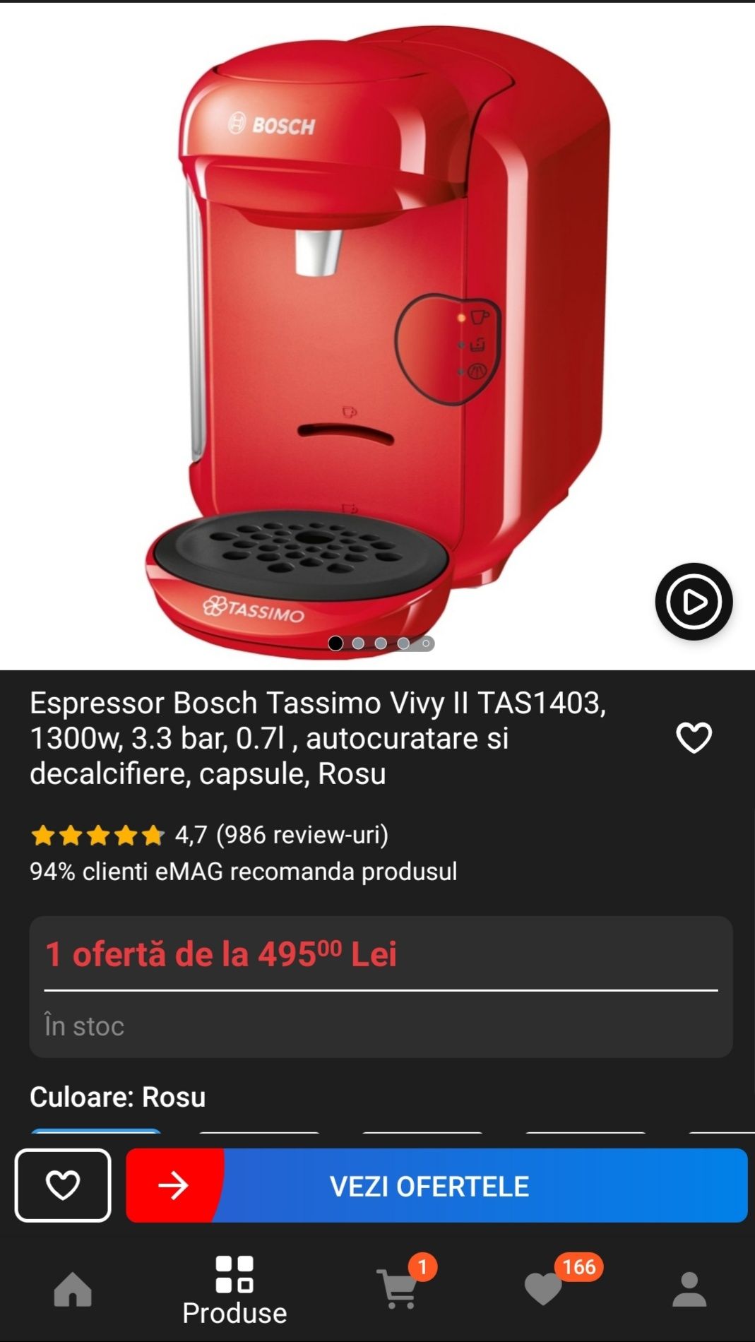 Espressor de la Bosch Tassimo vivy 2