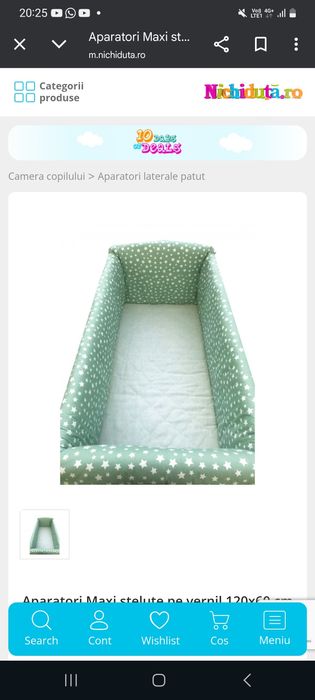 Apărători pătuț bebe verde menta stelute