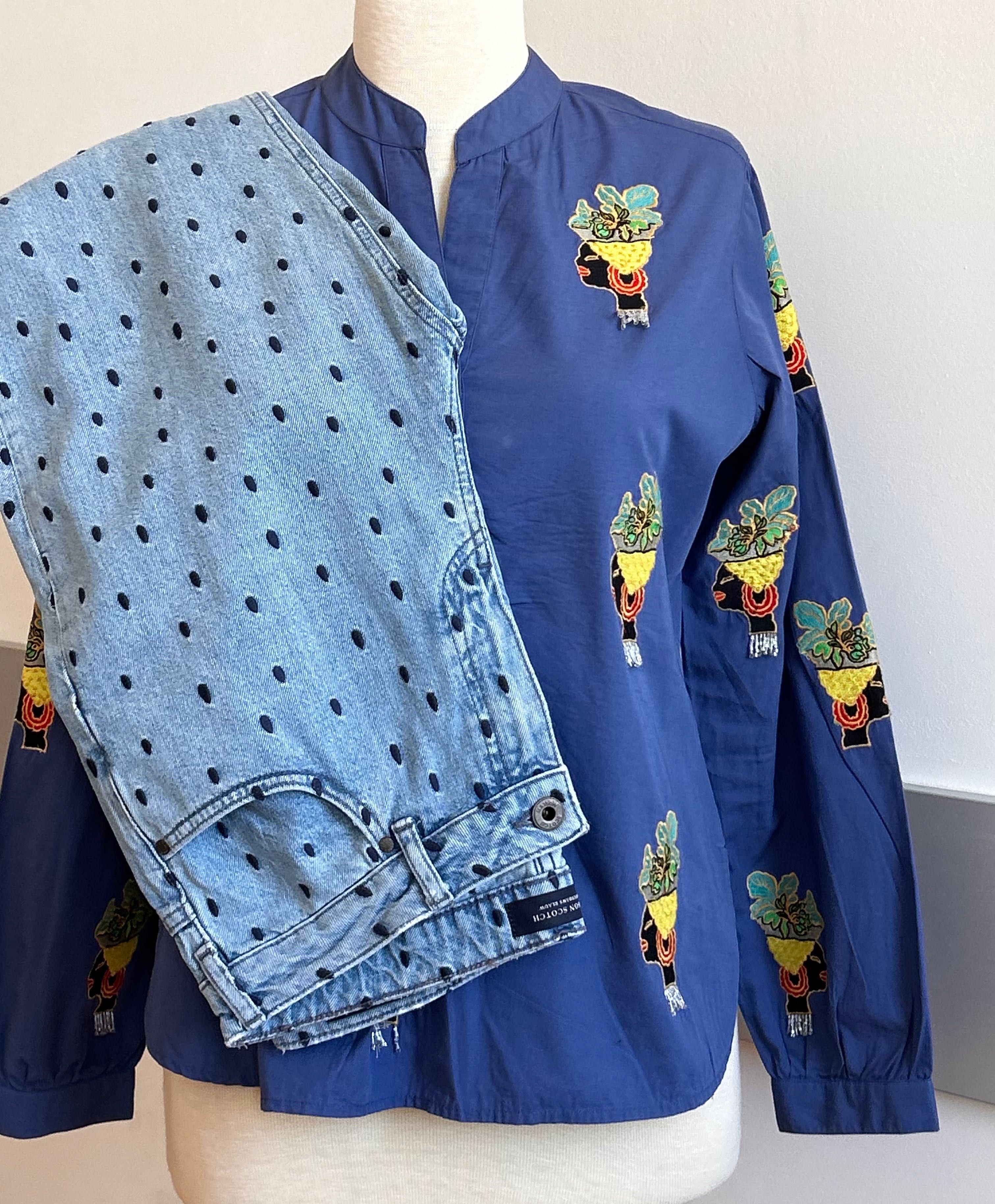 Maison scotch деним и цветна туника
