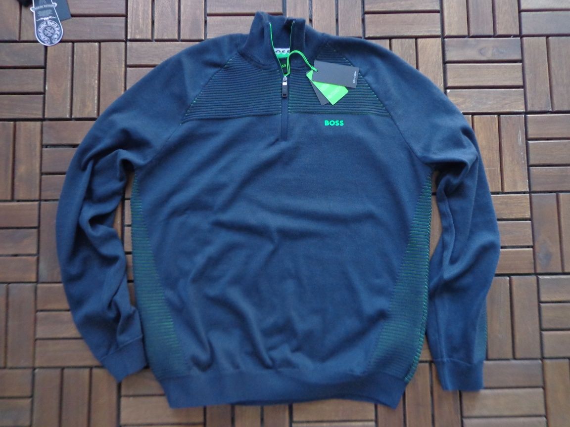 Мъжки пуловер BOSS Green Organic Cotton Zandi Half Zip