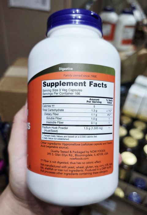 ДОСТАВКИ НЕТ Now клетчатка из шелухи семян подорожника 500mg 500шт