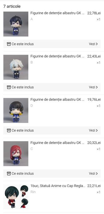 Set 5 Figurine Anime/Manga Blue Lock + Mini Stadion de Fotbal, Joc 1v1