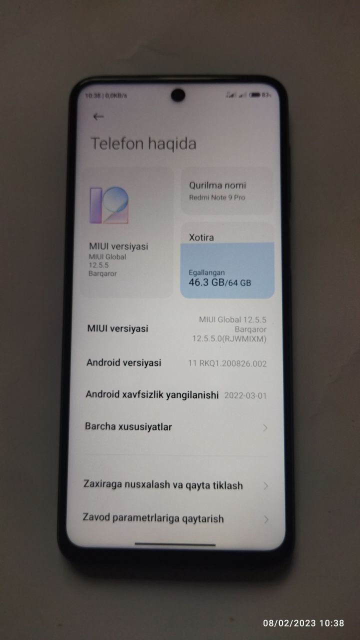 Redmi note 9 S sotiladi kafolati bilan