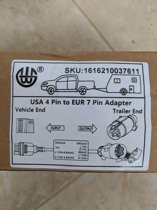 Преходник/адаптер за букса на теглич  USA 4 pin- EU 7pin