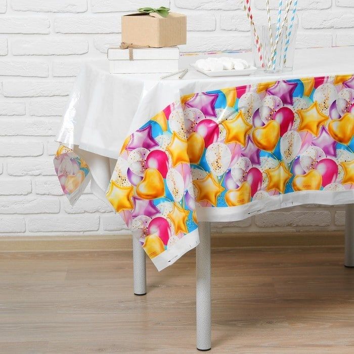 Скатерть праздничная одноразовая «С Днём рождения!»,
180см х 120с.