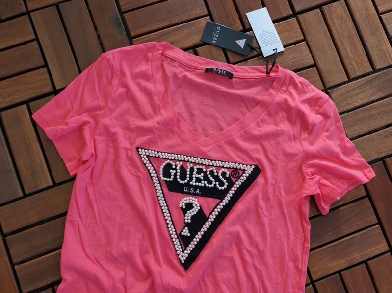 ПРОМО GUESS-XS и L -Оригинална дамска тениска с перли