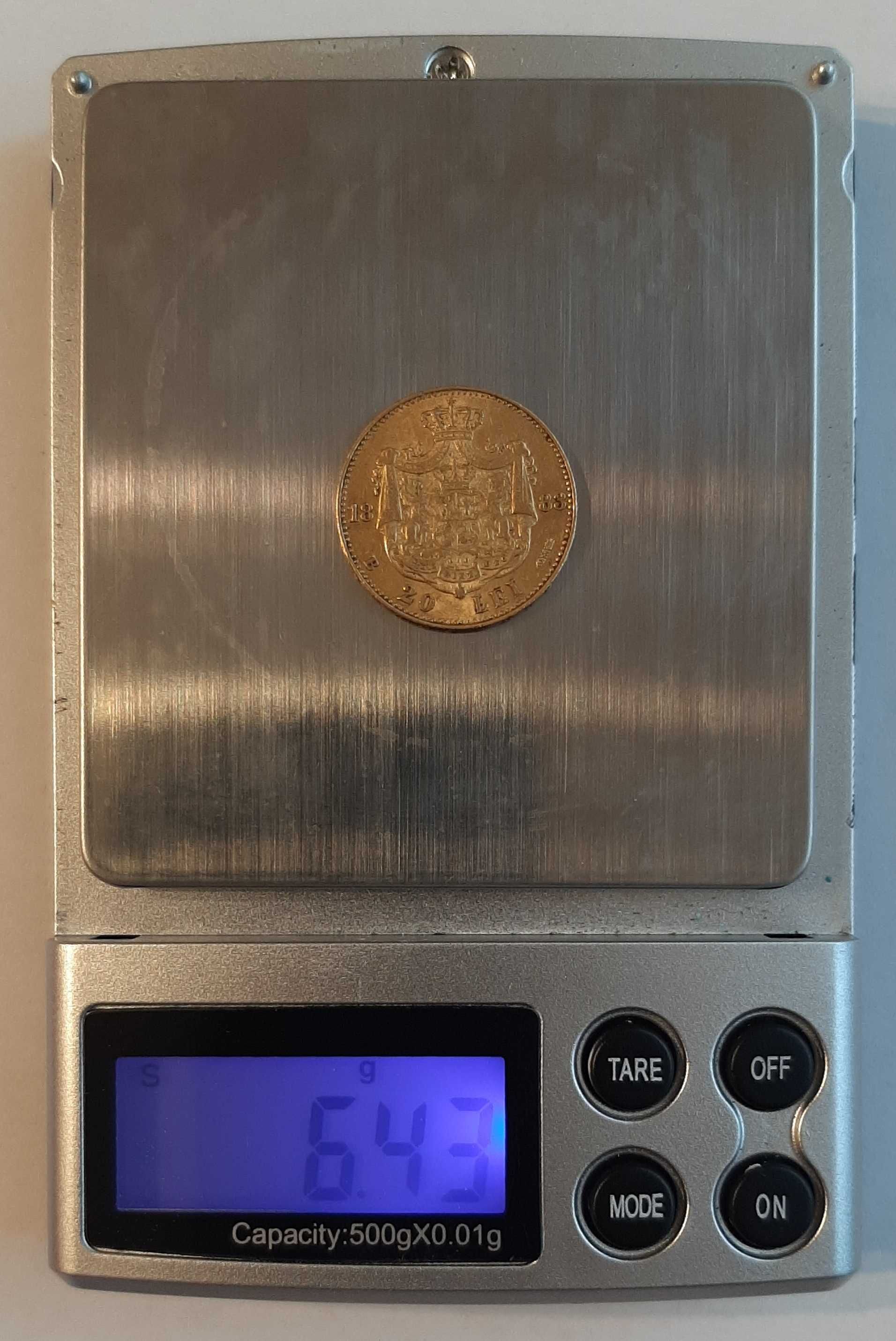 Moneda AUR 20 LEI 1883, Carol I, Romania